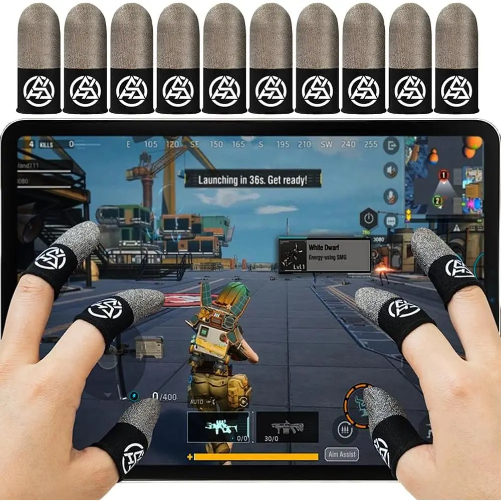 10-Pack Pro Gaming Finger Sleeves: 0.3mm  Fiber, Ultra-Thin, Anti- & Breathable Thumb Cover Gloves for PUBG//COD - Fits All Mobile Phone/iPad Tablet Touchscreen Devices