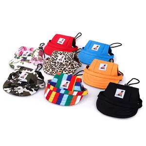 Dog Hat Pet Outdoor Cap Clothing, Cute Dog Ears Hole Beret Baseball Cap, Teddy Camo Sunhat for Summer & Daily Wear, Keep Your Pet Cool & Stylish!