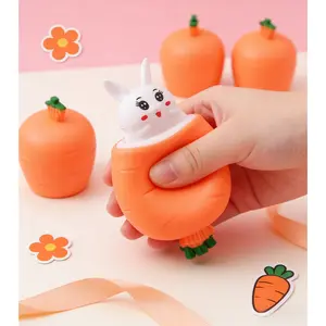 Carrot Rabbit Squeezing Music, Squeezing Cup Pocket Small Animal Stress Relief Toy, 3.15-inch Slow Rebound Squeezing Music, Children and Adults Stress Relief and Release Toy, Desktop Fingertip Stress Relief Squeezing Music, Cute and Fun Stress Relief