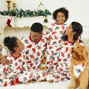 PATPAT Family Matching Christmas Pajamas For Family Gingerbread Man Print Xmas Top Tee and Bottom Sets Gingerbread