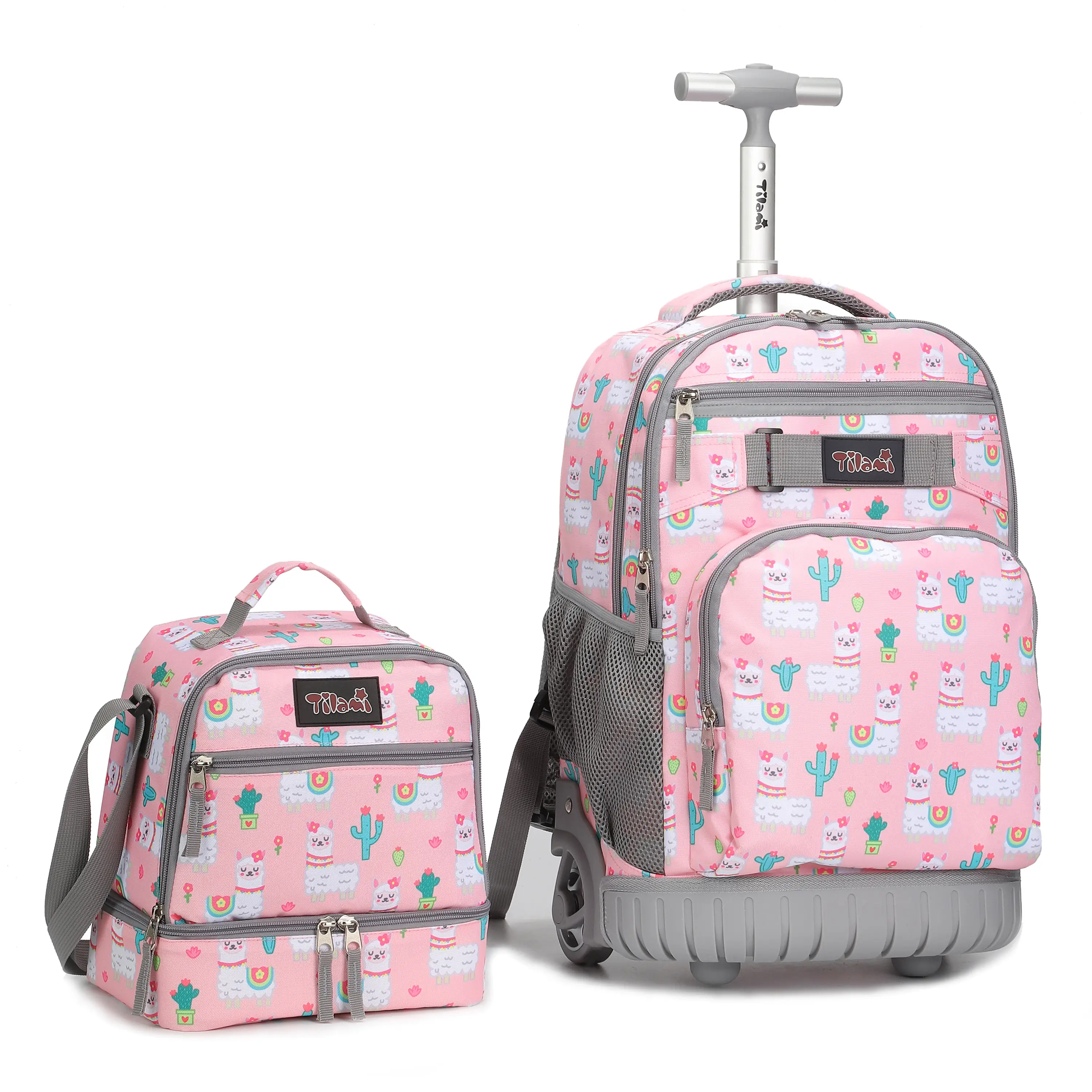 Tilami Rolling Backpack 19 inch with Lunch Bag Wheeled Laptop Backpack, Alpaca