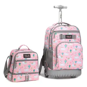 Tilami Rolling Backpack 19 inch with Lunch Bag Wheeled Laptop Backpack, Alpaca