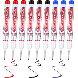 8pcs Long Head Deep Hole Marker, 22mm Waterproof Depth, Multi-Purpose for DIY Crafts, Office, Woodworking, Construction, School Use