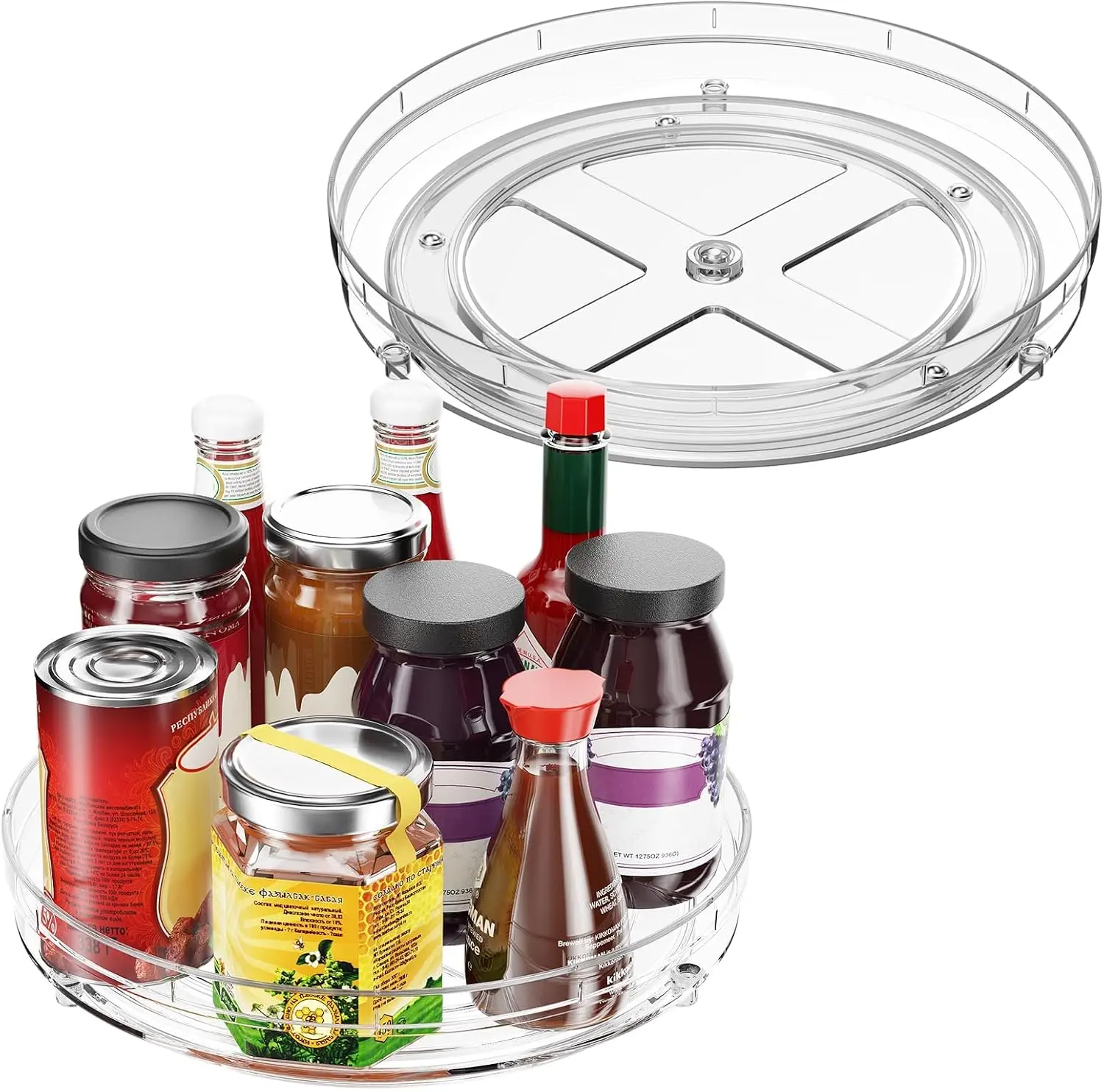 Turntable for Cabinet, Refrigerator Organizer for Pantry Organizers and Storage, Non-Skid Fridge Organizer Clear Storage Racks Kitchen Easily Reachable