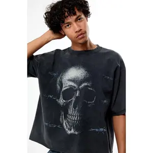Pacsun Men's Barbed Skull Cropped Boxy T-Shirt Pacsun Men's Barbed Skull Cropped Boxy T-Shirt