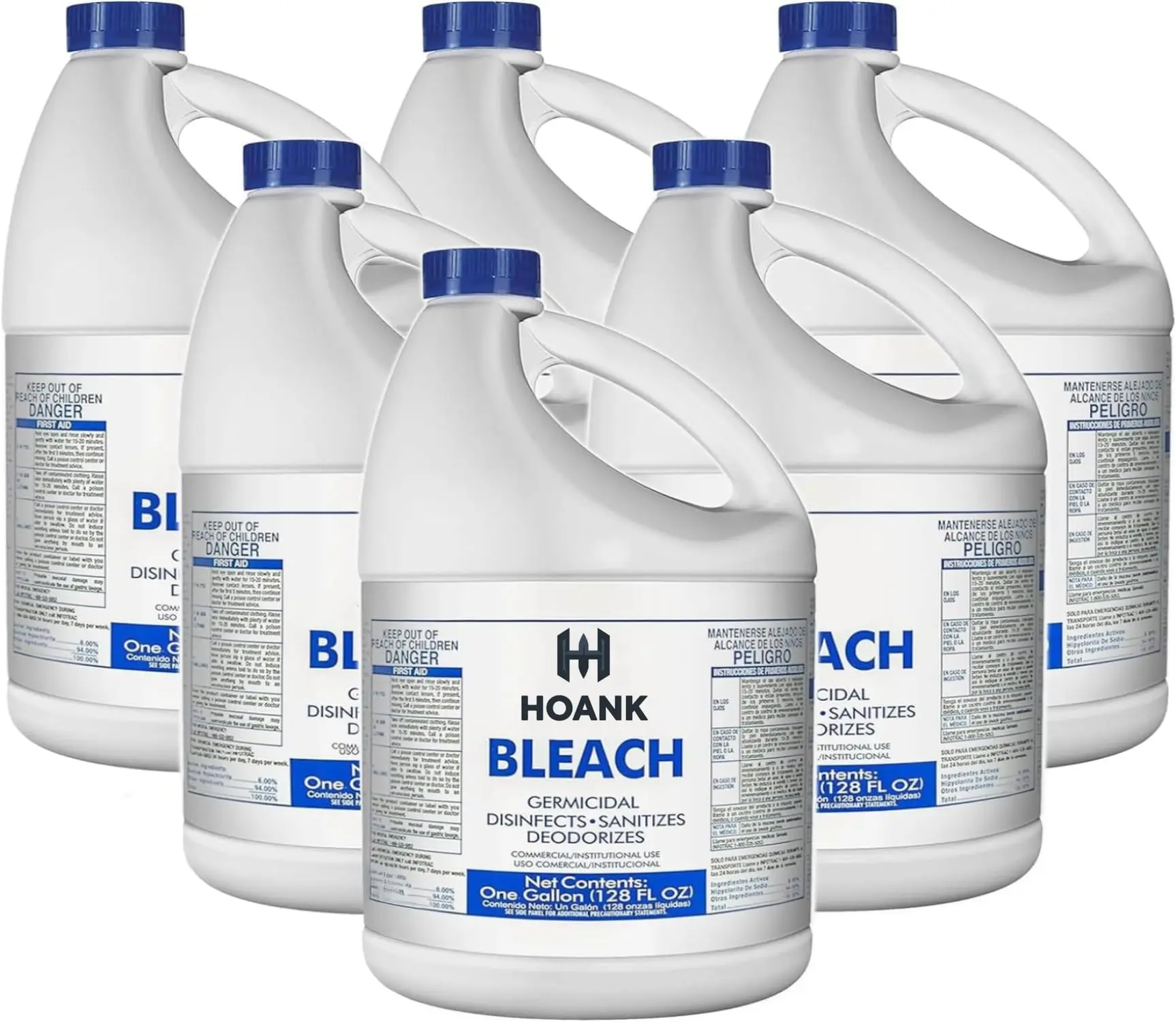 (6 Gallon) Ultra Germicidal Liquid Bleach -Disinfecting, Sanitizing, Deodorizing, Mold & Mildew Stain Remover, For Laundry, Household and Commercial Cleaning, Multipurpose Cleaner (1 Gallon X 6 Pack)