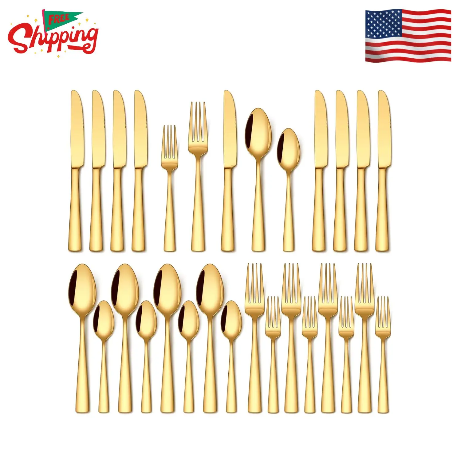 20 Pcs Gold Silverware Set, Food-Grade Stainless Steel Flatware Sets