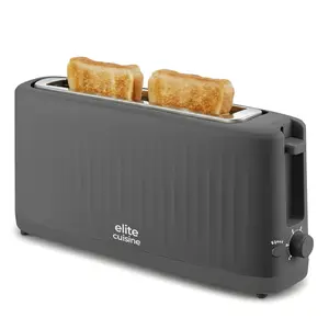 Elite Cuisine ECTL1052 2-Slice Slimtoast Gray Long Slot Toaster