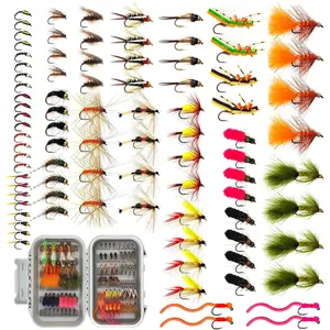 Fly Fishing Flies Assortment Kit - 28/48/60/88pcs Dry Wet Nymph Streamer Flies for Trout with Waterproof Fly Box