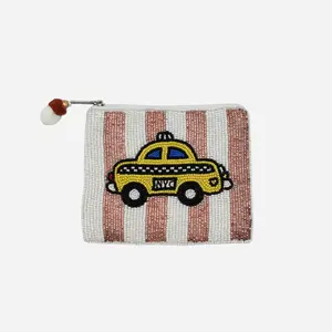 Cowgirl Shadow And Sunset Beaded Coin Pouch