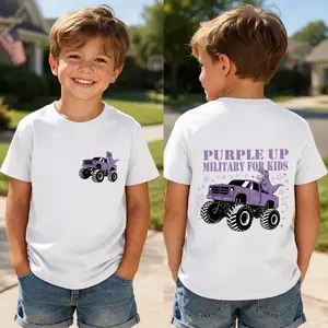 Purple Up for Military Kids Military Child Month Dinosaur Monster Truck usa T-Shirt Boys Girls Summer Cotton Tee unisex tshirt top