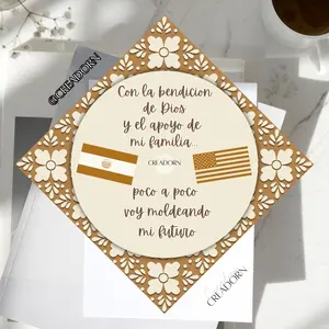 Hispanic Latino Mexico USA Dual Flag Talavera Barro Design Mexican American Graduation Grad Cap Topper