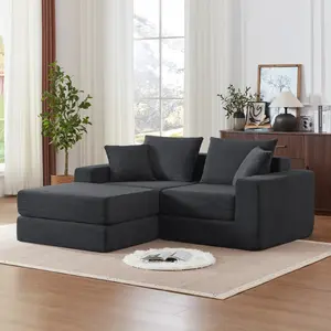 Modular Sectional Loveaeat Cloud Sofa Boneless Couch with Non Slip Base Cozy Sleeper Sofa for Customizable Living Spaces Modern Modular Couch with L Shape Chaise Deep Seat No Assembly - Vanitydesign