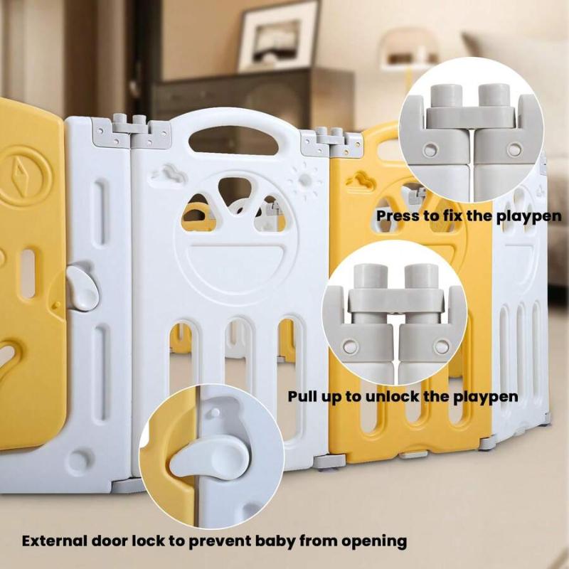 Baby Playpen Play Yard For Toddlers Indoor & Outdoor 12/16 Panel 69X69 Extra Large Safety Playpen For Living Room Bedroom With External Door Lock
