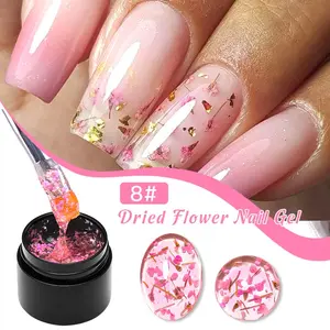 Meet Across 5ML Dried Flower Gel Nail Polish, Natural Flower Fairy Nail Art, Soak off UV LED Varnish, Liquid Form, Non-Flammable, DIY Manicure, Nail Care, Durable
