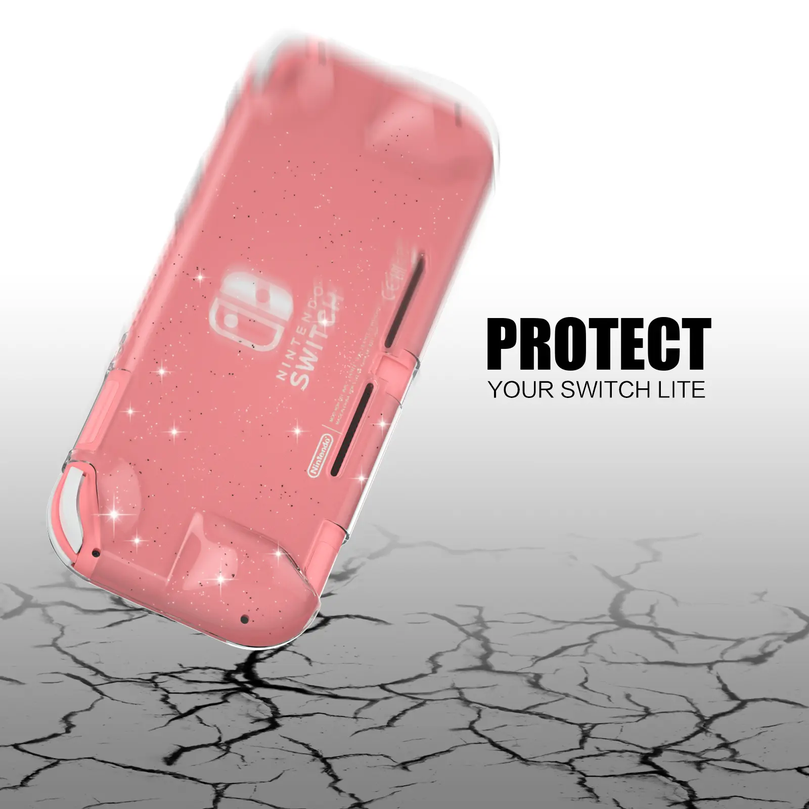 Glitter Comfort Grip Case for Switch lite, Protective Hard Case for Switch lite Clear