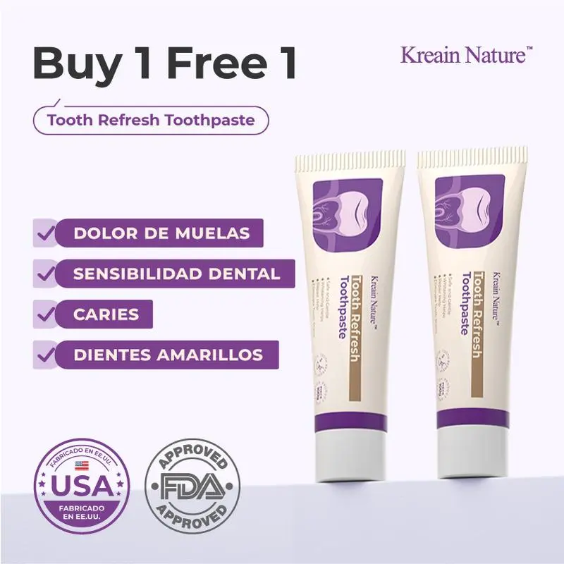 BUY 1 GET FREE 1 Kreain Nature Tooth Refresh Toothpaste for Strengthening Teeth Oral Care - Ideal for Tooth Sensitivity, Toothache, Loose Teeth, and Bad Breath