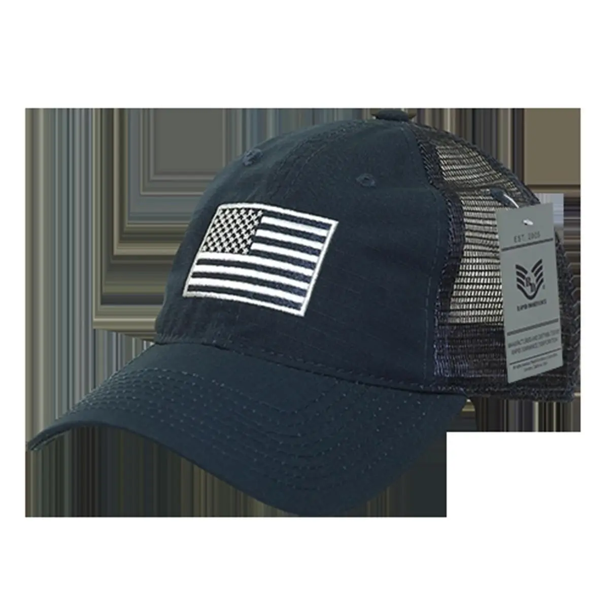 212 MAIN Casual USA Flag Trucker Hat - 1 Size, Relaxed Fit, Navy Color, Durable Ripstop Cotton Fabric Sports Cap
