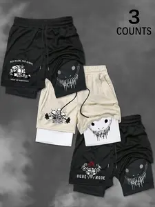 Men's Letter Print Drawstring Waist Shorts, Printed Shorts, Regular Fit Casual Jogger Shorts for Summer, Men's Bottoms for Daily Wear