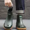 Men's All-Season Anti-Slip Waterproof Rain Boots, Fashionable PVC Ankle Casual Boots, Ideal for Kitchen, Gardening, Outdoor Use, Footwear, Slip Resistant Boots