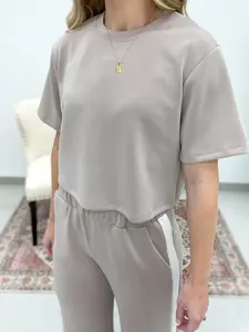 Full Swing Modal Suave Long Crop Top Taupe