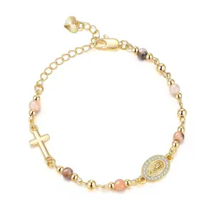 Ladies Faith Cross Love Pendant Diamond Portrait Bracelet