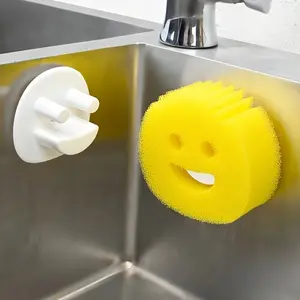 2pcs Multi functional suction cup sponge holder, including double-sided dishwashing sponge, Dish Sponges