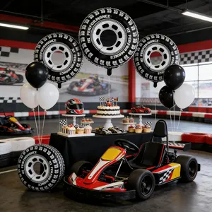 Racing Theme Birthday Party Balloons, 3/6/12 Pack Tire Balloons, Car Theme Party Decorations, Hot Air Balloon, Party Supplies