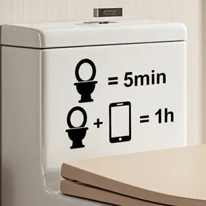 1, toilet warning sticker, bathroom sign toilet sticker, self-adhesive sticker for bathroom decoration, self-adhesive toilet seat and wall sticker for bathroom, removable waterproof sticker.