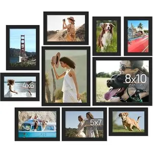 10 Pack Picture Frames Collage Wall Decor for Mounting or Tabletop Display, Photo Gallery Frame Set for Family, Multi Sizes Including 8x10, 5x7, 4x6, Black.
