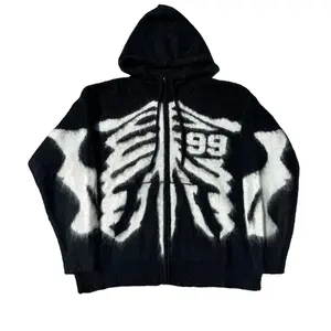 Black Skeleton Mohair Zip Up