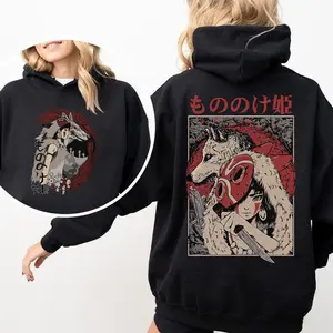 Vintage Princess Mononoke 2 Sided Hoodie, Princess Mononoke Shirt, Studio Ghibli Gift Shirt, Y2K Shirt, Howls Moving Castle Sweater, Studio Ghibli Anime Sweater