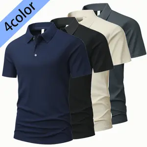 2026 8868 New Business High-end Men's Clothing Top Turn-down Collar T-shirt Fine Cotton Pique Solid Color Woven Turn-down Collar Polo Shirt for Men