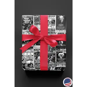 Vintage Horror Movie Wrapping Paper: Retro Monster Film Design