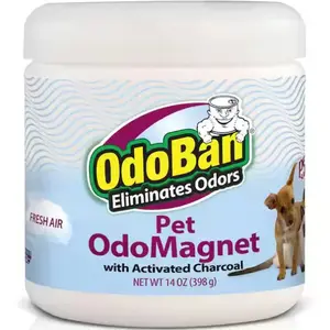 OdoBan 14 oz. OdoMagnet Odor Absorber with Activated Charcoal, Pet Odor Eliminator for Home, Bathroom, Kitchen, Fresh Air Scent,, Lasts Up to 90 Days, Absorbs Smoke Mildew Pet Odors, Great for Bathrooms Closets Litter Boxes, Easy to Use Gel