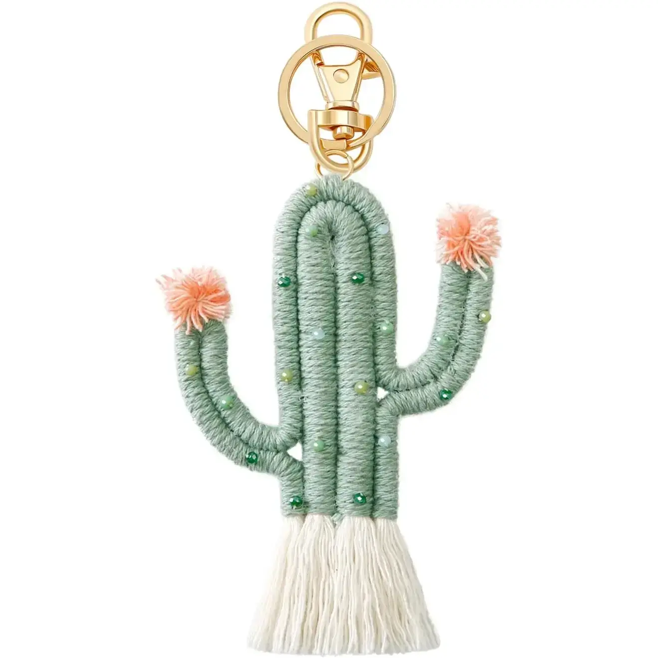 Women's Lightweight Fashion Alloy Weaving Cactus Tassel Keychain - Thanksgiving/Valentine Gift for Friends, Decorate Handbag, Car Interior Accessory, Portable, Wallet Purse Pendant, Birthday, Graduation, Birthday Gift Ideas, Girlfriend Birthday Gift