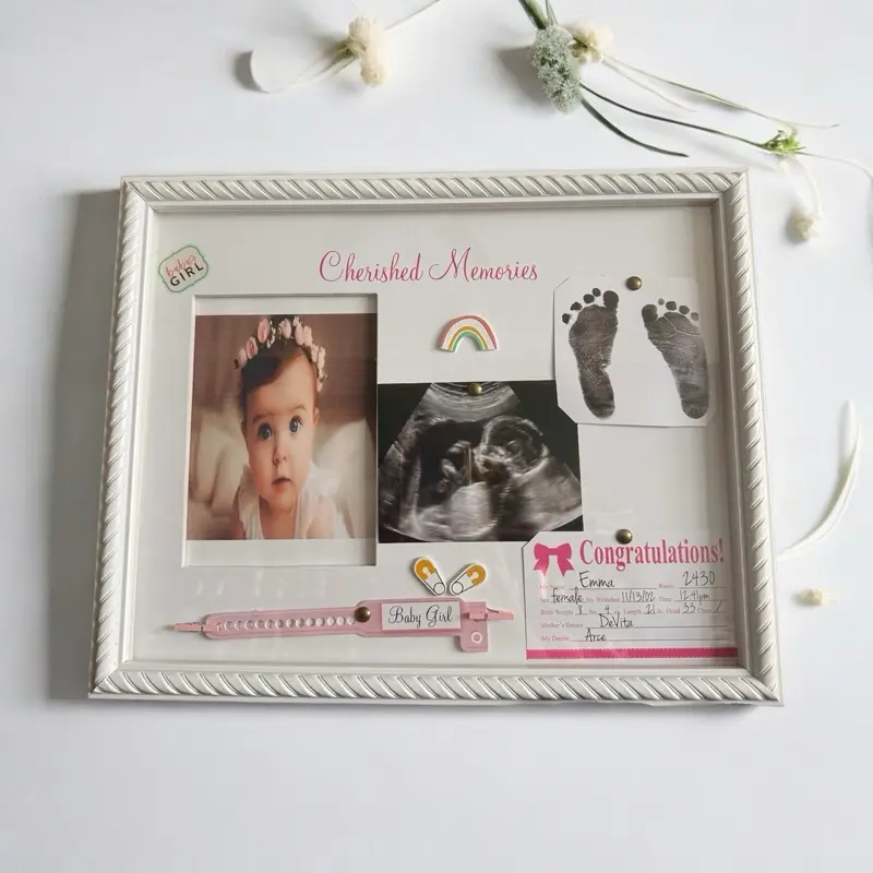 Customizable Square Baby Birth Certificate Photo Frame - Indoor Room Decor, Newborn Home Supplies Keepsake