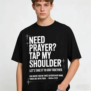 Need Prayer Tap My Shoulder Bible Verse Christian T-Shirt Menswear Top Streetwear Casual Crewneck