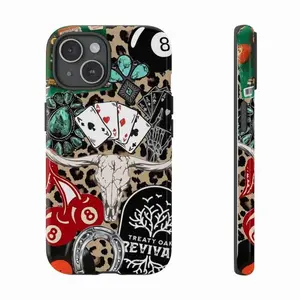 Western Leopard Phone Case, Cherries Skull Horseshoe Vinyl Treaty Oak Revival With Country Rock Vibes, Play Now Aesthetic Gift, iPhone 17 16 15 14 13 12 11 Pro Max Plus X, Galaxy S25 S24 S23 S22 S21 Ultra