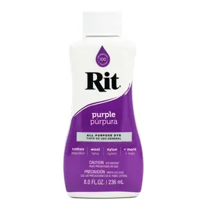 RIT All-Purpose Dye - Purple Wool Nylon for Cotton, Wool, Silk & More, Non-Toxic Handmade Crafts, 8.0 Fl Oz