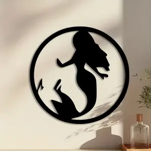 1pc Coastal Mermaid Metal Wall Art, Coastal Mermaid Statue Mural, Perfect for Bathroom, Living Room, Home Decor, Christmas Decor, Ideal Gift for Mermaid Enthusiasts Halloween Christmas decorations