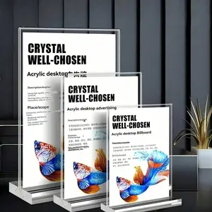 6-Piece Acrylic Menu Card Set, Transparent Wedding Table Number Holder, Double-Sided Frame, Ideal for Weddings, Parties, Special Events