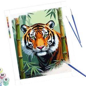 Tiger Painting by Numbers Arts Kit, DIY Animal Art Crafts, Perfect Gift for Adults & Kids, Creative Drawing Activity Set
