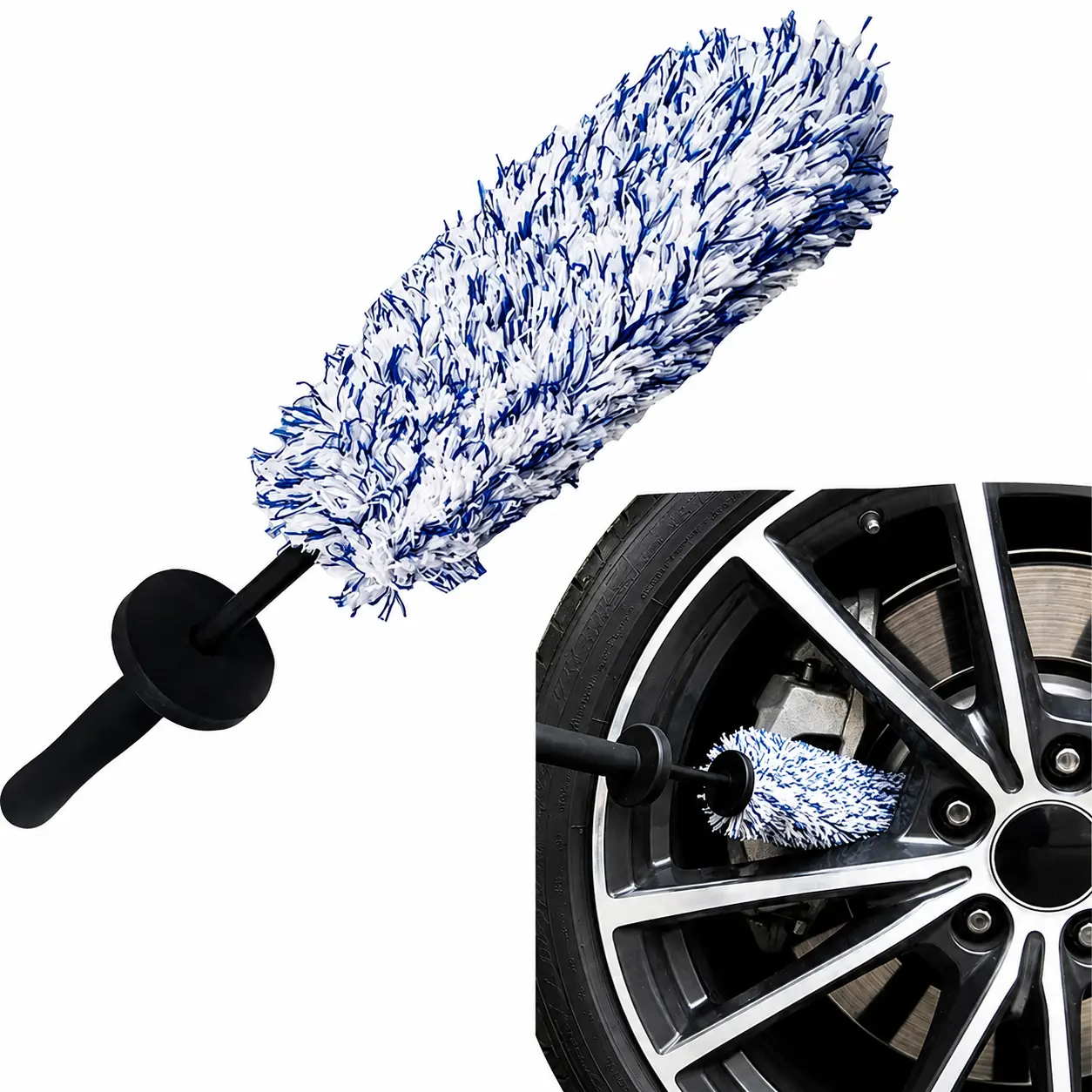 Car Wheel Barrel Detailing Handheld Brush - Long-Handle Scratch-Free Soft Bristles Auto Accessory for Deep Cleaning Car Tires, Rims, Hubs, Most Vehicles Summer Washing
