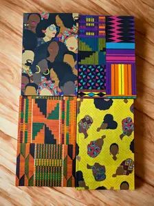 Black is Beautiful- Collection Handmade Journals with Acid-Free Paper Chipboard & 100% Cotton Fabric Perfect for Creative Journeys