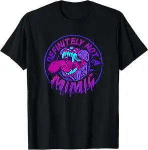 Men's Dungeons & Dragons Definitely Not A Mimic Iconic Logo T-Shirt, Casual Graphic Fashion Top, Natural Fabric Sports Apparel with Sleeve Design Menswear Short,summervibes