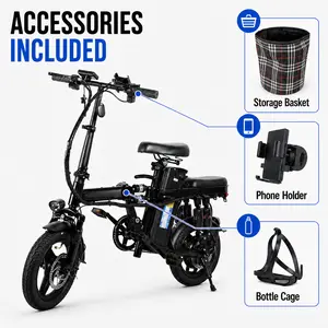 14-Inch Folding Electric Bike, 800W Motor, 48V 15Ah Battery, Up to 20 MPH Speed, 30 Mi Range, 3 Riding Modes, Mechanical Disc Brakes, Portable E-Bike for City Commute & Outdoor Cycling