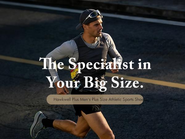 Hawkwell Plus Men's Plus Size Wide Toe Box Trendy Casual Athletic Sports Running Shoes Walking Sneakers