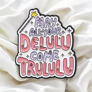 May All Your Delulu Come Trululu Funny Enamel Pin – Cute Aesthetic Gift for K-pop Fans, Dreamers & Manifestation Queens