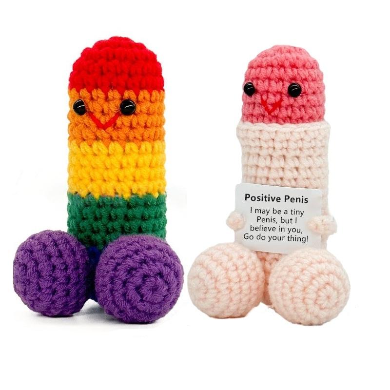 Cute Crochet Dolls Creative Knitted Decorations with Positive Message Cards Soft Stuffed Toys Perfect for Birthdays Christmas Huggable Plush Gifts